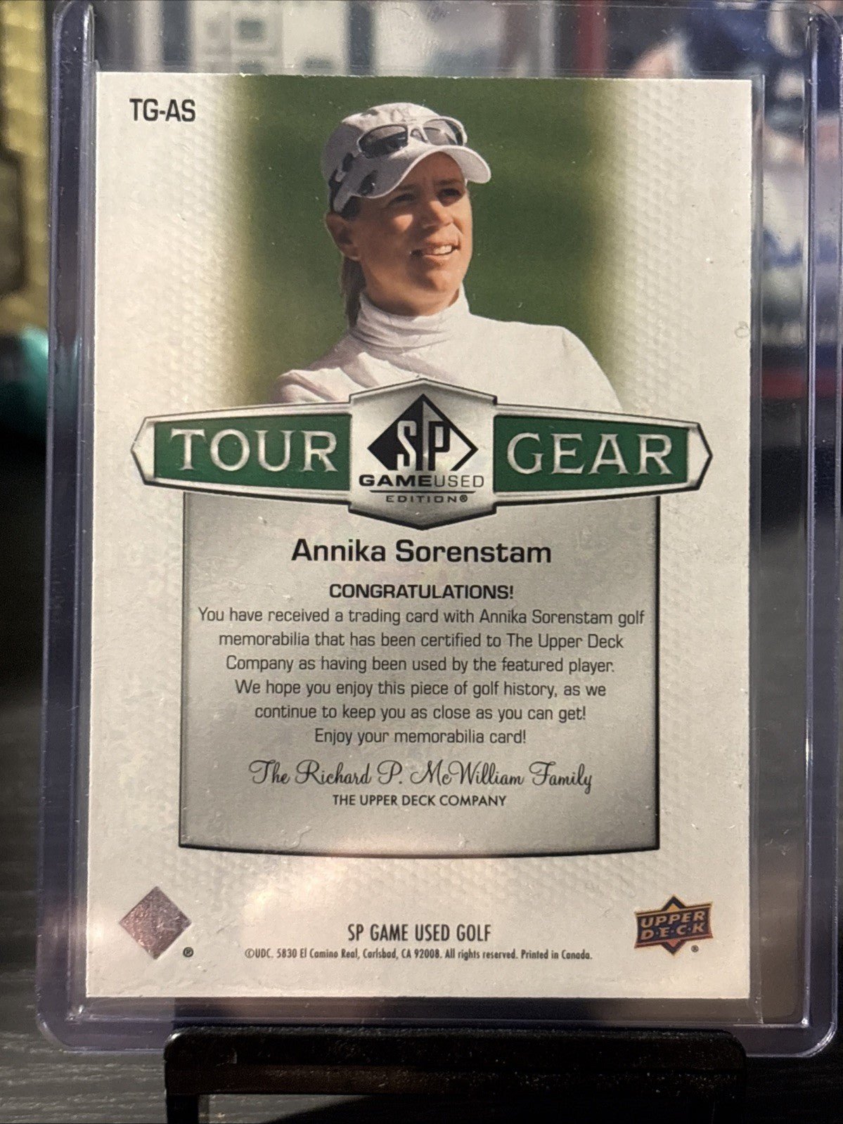 SP Game Used Gold Edition Annika Sorenstam Dual Patch