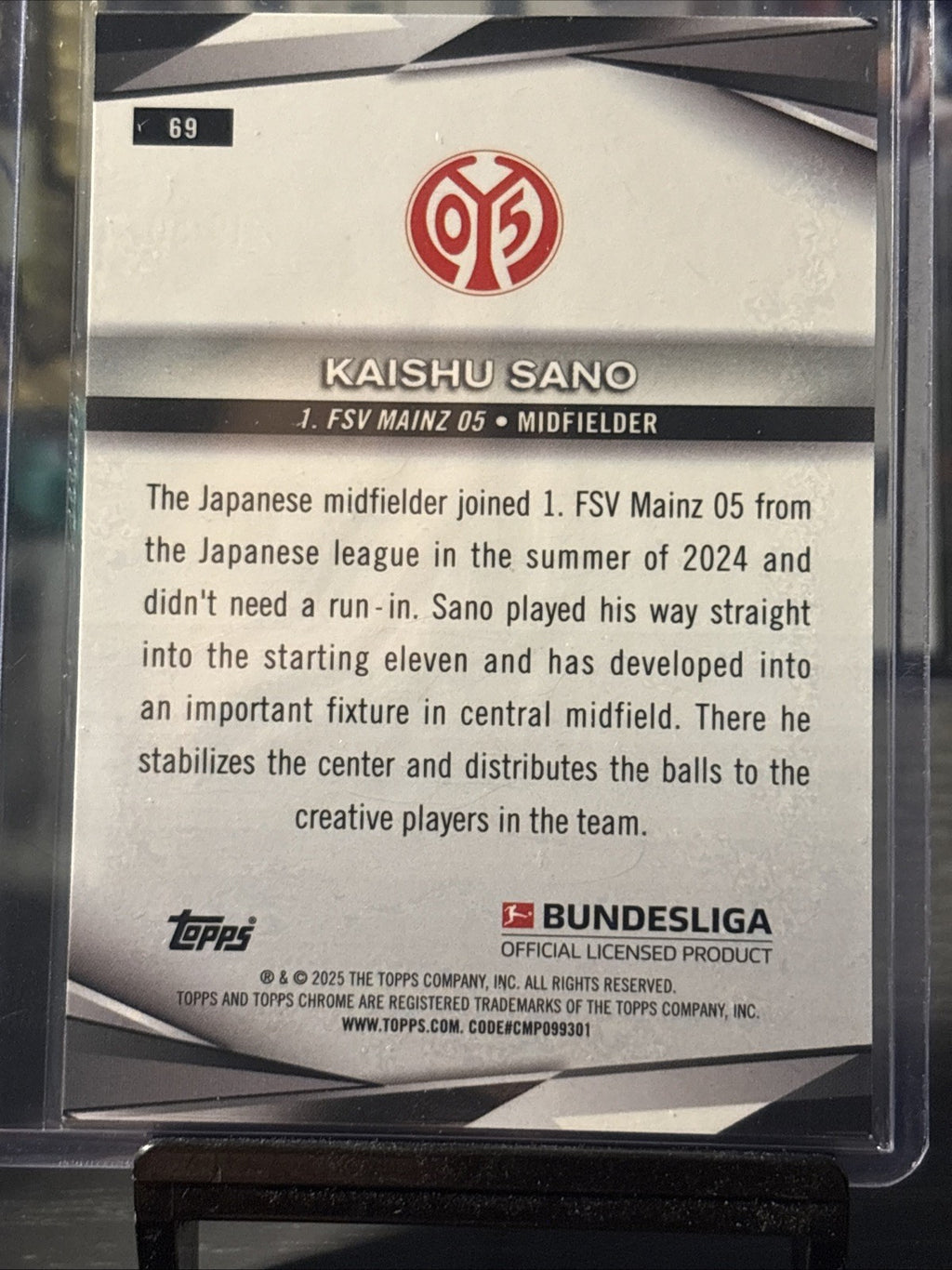2024-25 Topps Chrome Bundesliga Gold Refractor #69 Kaishu Sano #21/50