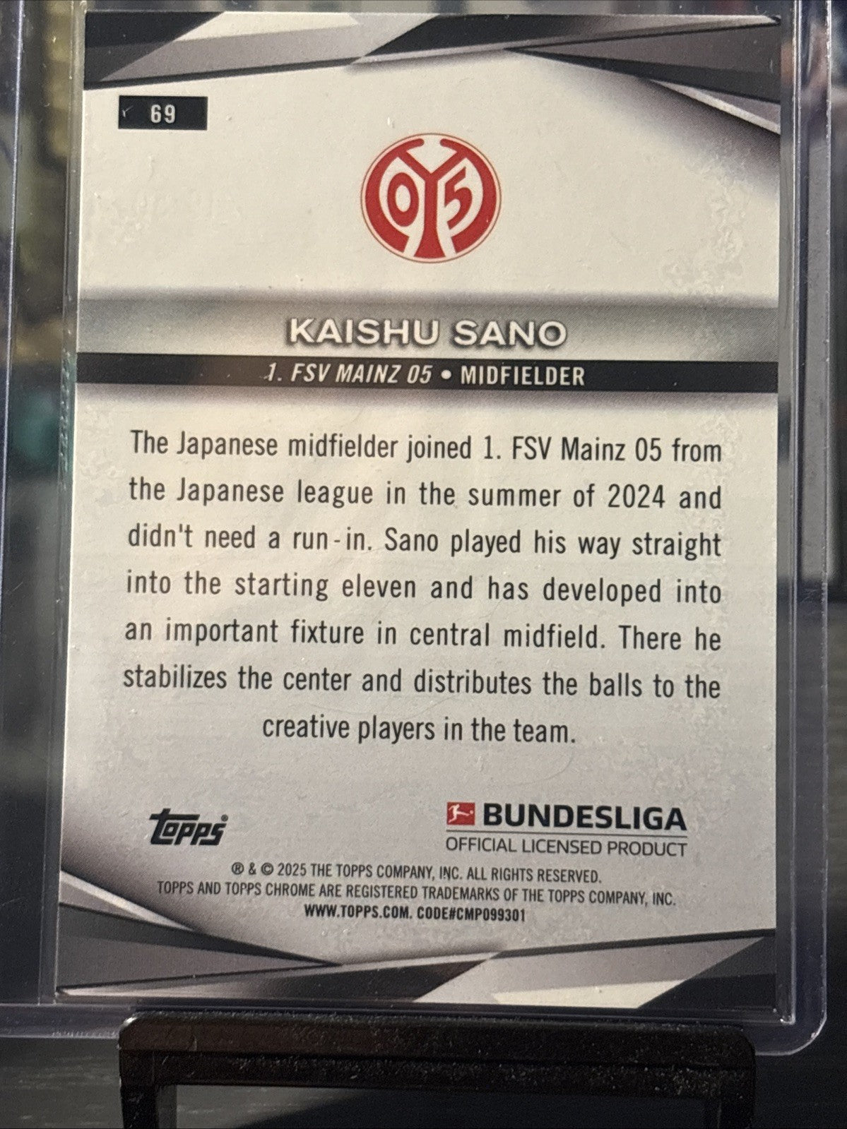 2024-25 Topps Chrome Bundesliga Gold Refractor #69 Kaishu Sano #21/50