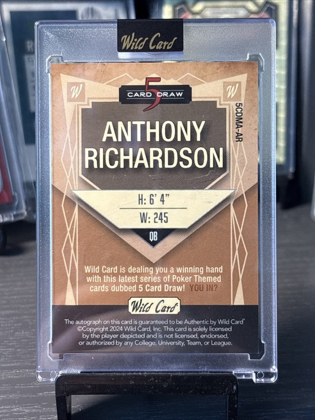 2024 Wild Card Anthony Richardson Auto 1/1 5 Card Draw 5CDMA-AR Colts Gold Foil