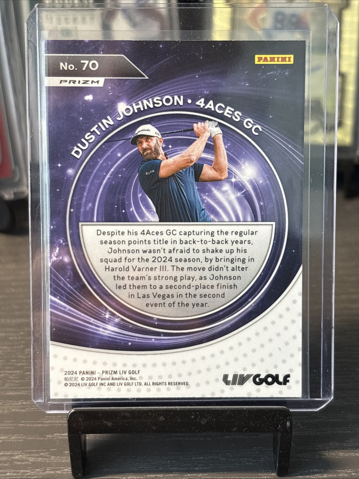 2024 PRIZM LIV GOLF CAPTAINS INSERT #70 DUSTIN JOHNSON ACES GC SILVER PRIZM