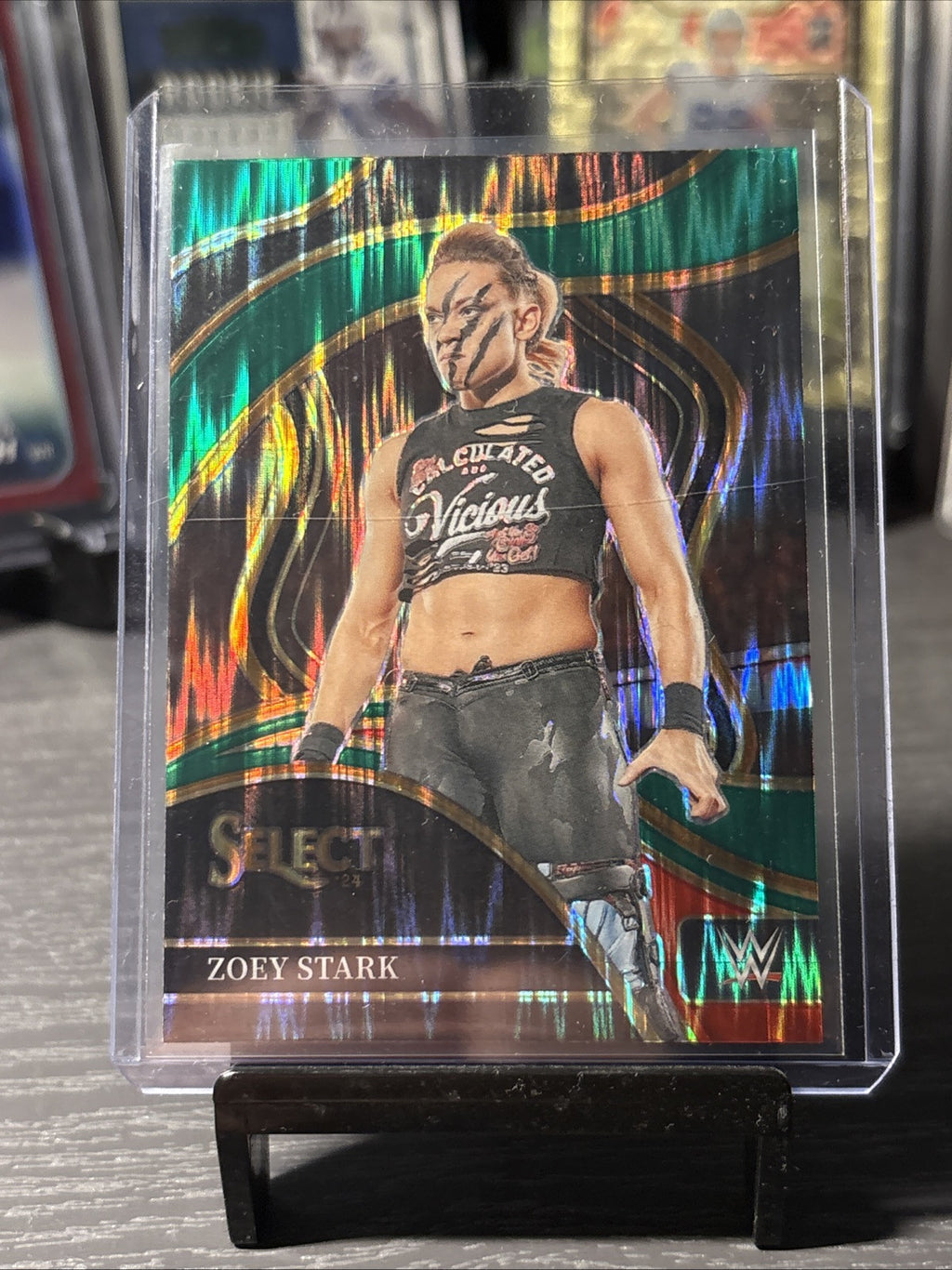 ZOEY STARK 2024 Panini Select WWE Ringside Green Flash Prizm #295