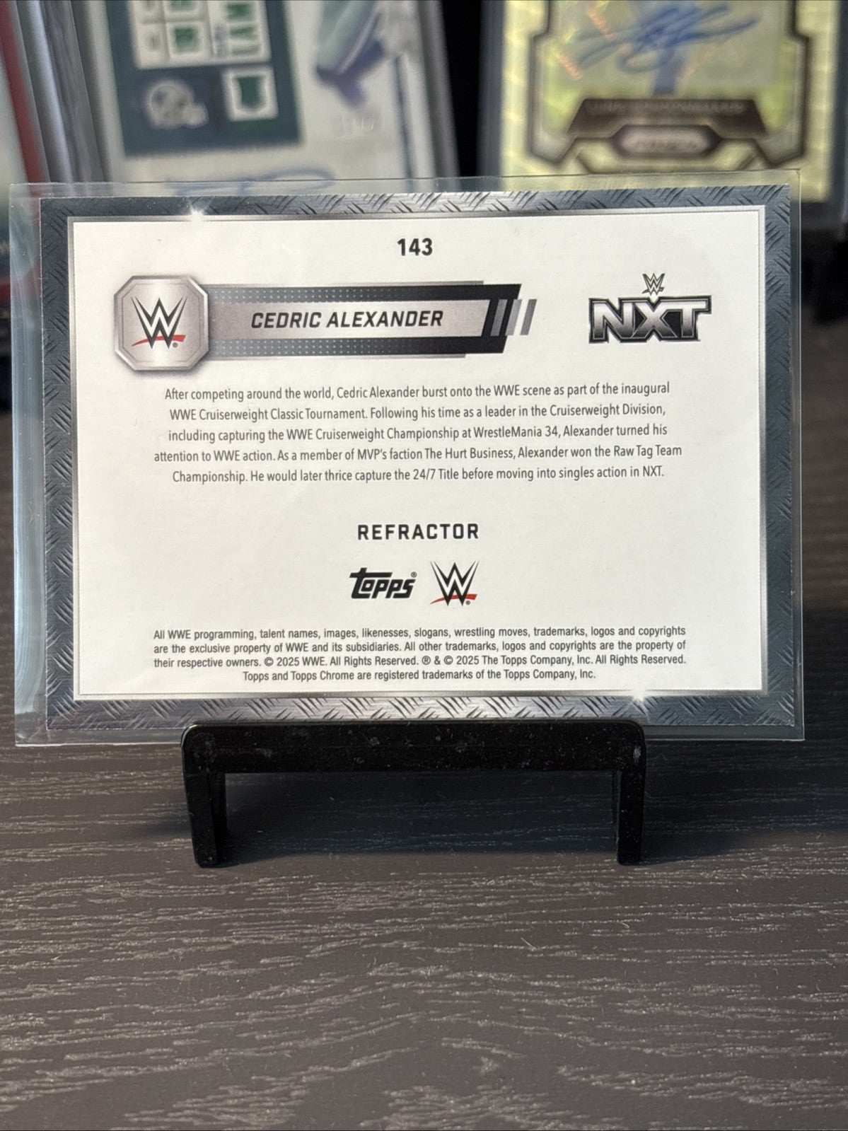 WWE CEDRIC ALEXANDER TOPPS CHROME 2025 TRADING CARD #143 SILVER REFRACTOR