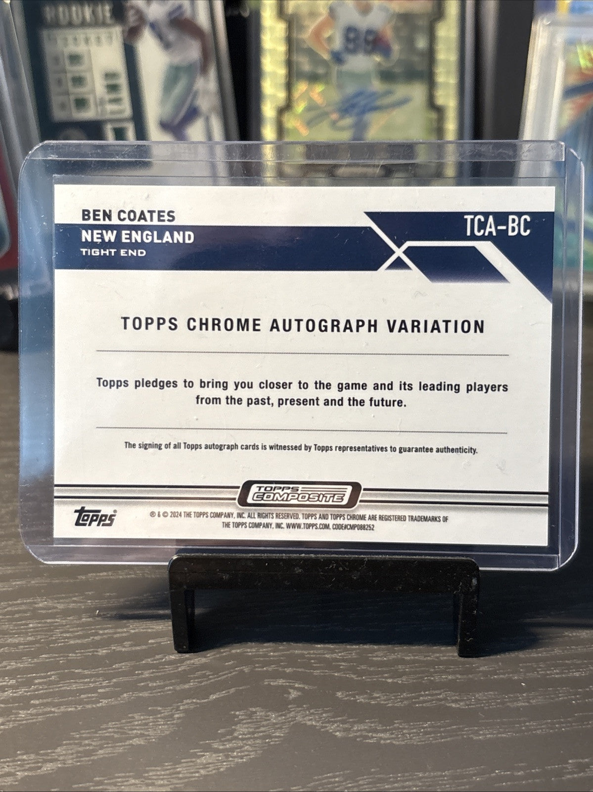 BEN COATES COMPOSITE FOOTBALL CHROME TOPPS 2024 NFL NEW ENGLAND AUTO