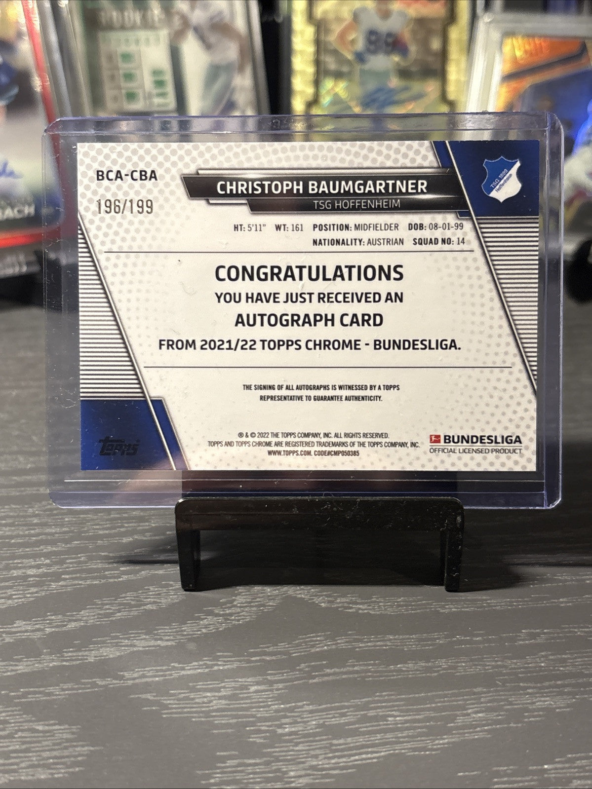 Topps Bundesliga Chrome 2021 22 Auto Autogramm Autograph Purple /199 Baumgartner