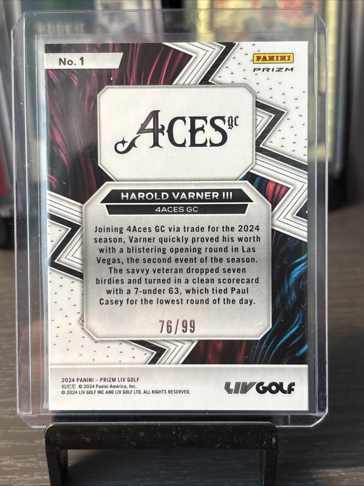 2024 Panini Prizm LIV Golf Fearless #1 Harold Varner III Blue Prizm /99 Aces