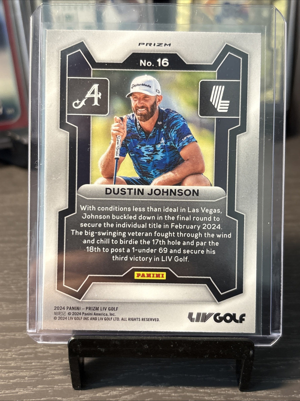 Dustin Johnson 2024 Panini Prizm LIV Golf Prizm Silver Prizm 4Aces GC #16