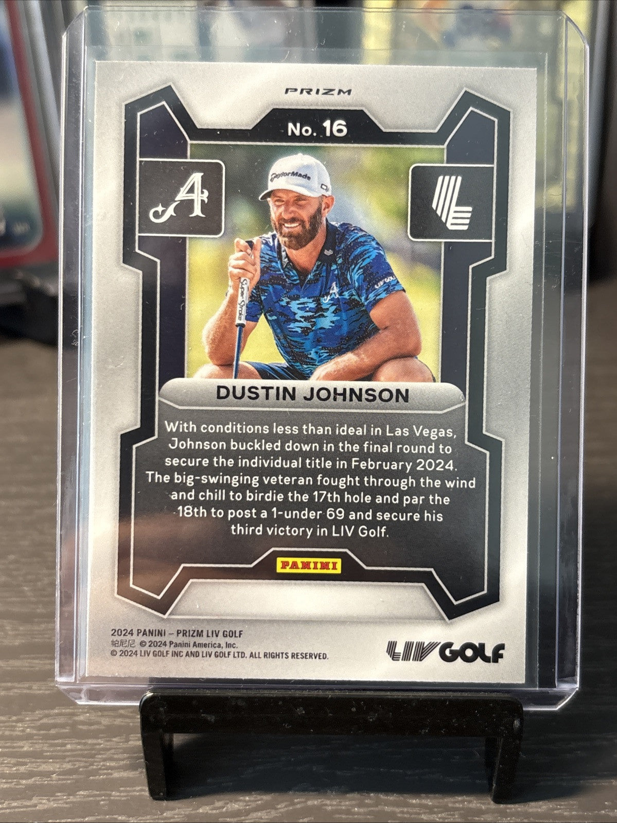 Dustin Johnson 2024 Panini Prizm LIV Golf Prizm Silver Prizm 4Aces GC #16
