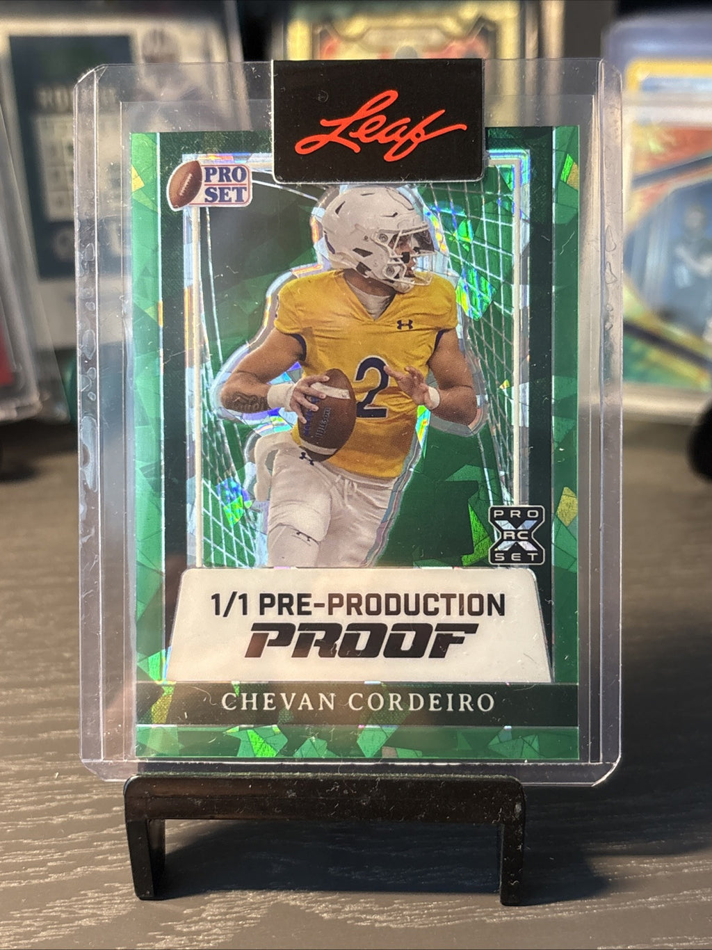 2024 Leaf Pro Set Green Ice Pre-Production Proof CHEVAN CORDEIRO Football 1/1