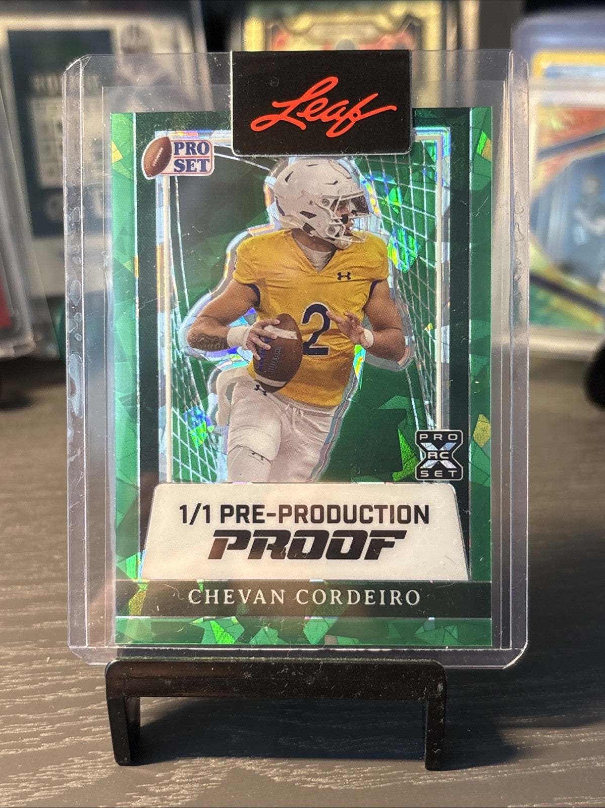 2024 Leaf Pro Set Green Ice Pre-Production Proof CHEVAN CORDEIRO Football 1/1
