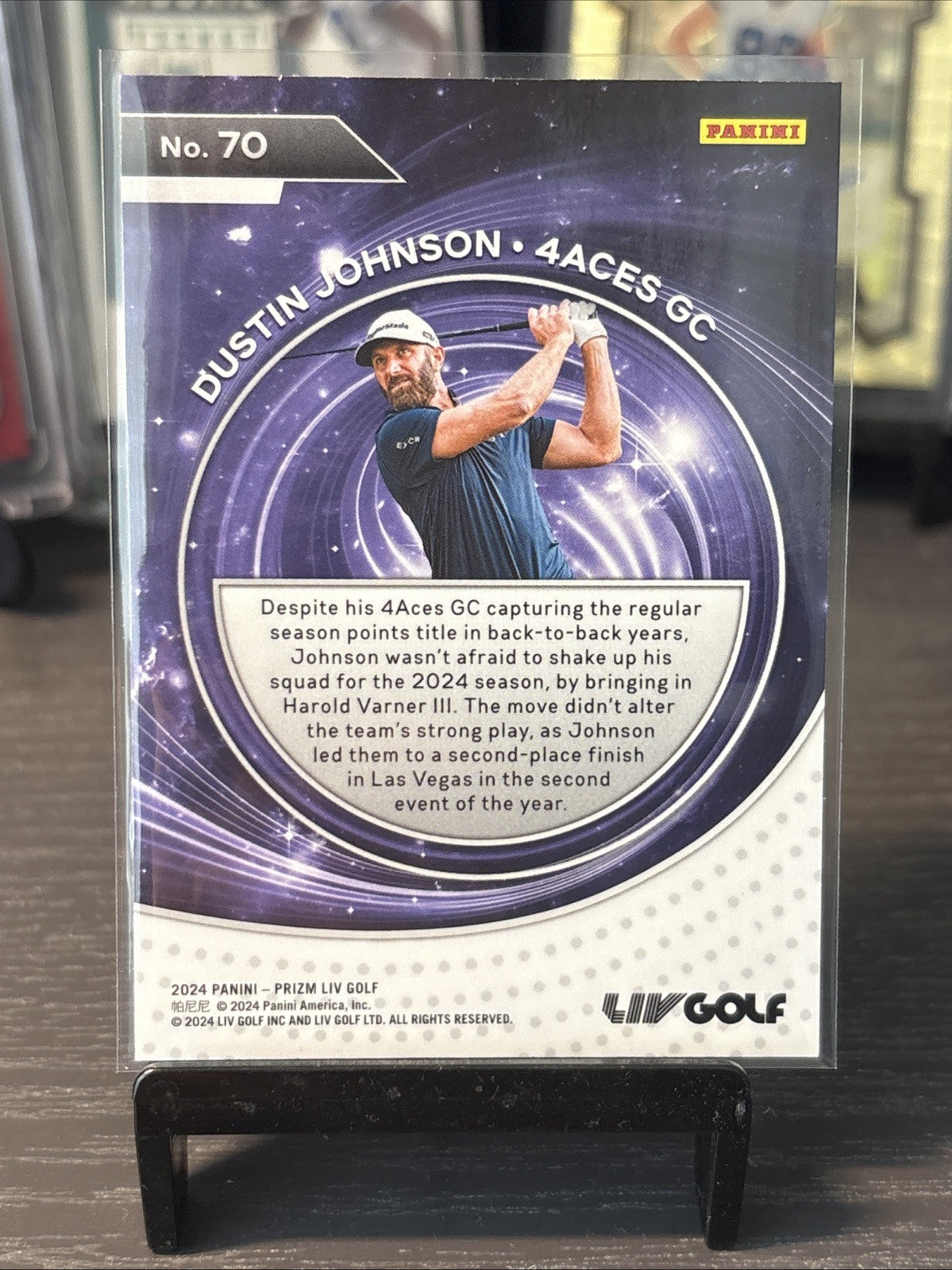 2024 PRIZM LIV GOLF CAPTAINS INSERT #70 DUSTIN JOHNSON ACES GC