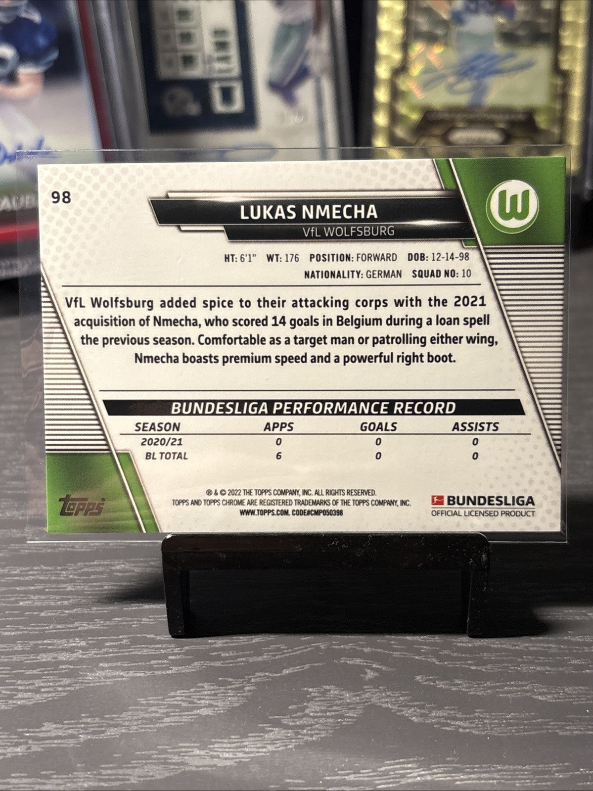 Topps Chrome Bundesliga 2021/22 No. 98 Lukas Nmecha Sapphire